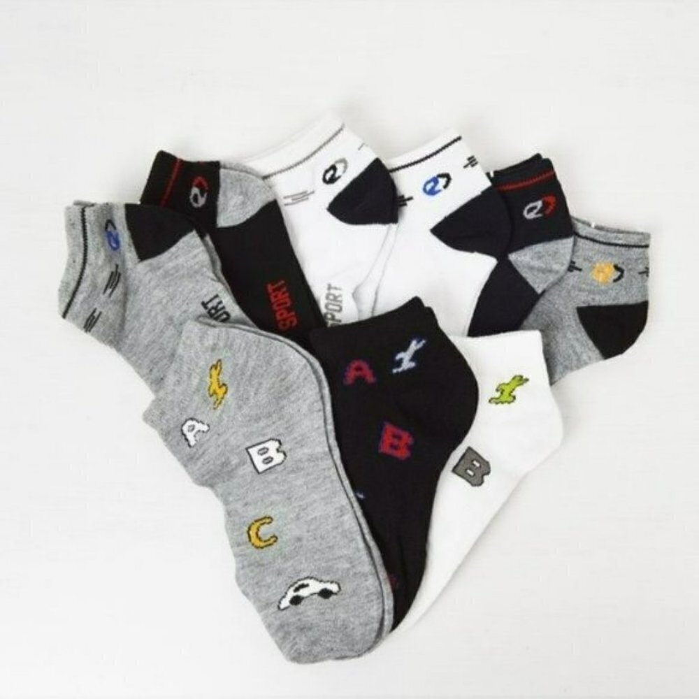 NWT 9-Pairs Boy's Cotton Low Cut Socks 4-8YO